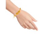 22k Delicate Gold Bangles With Two Flowers Shape Details on Sale