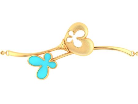 18k Gold Bracelet Adorned With A Butterfly And A Hollowed-out Butterfly Heart Discount