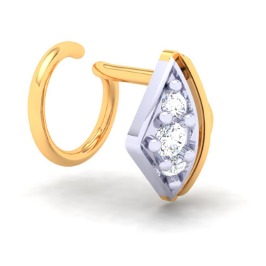 14KT Diamond Shape With Three Yellow Stones Gold Nosepin From Online Exclusive Cheap