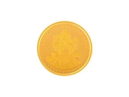 22k (916) 5 Gm Ganesh Yellow Gold Coin Hot on Sale