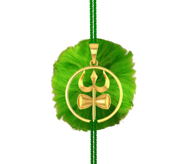 18k Beautiful Gold Rakhi Adorned With Trishul And Damru For Sale