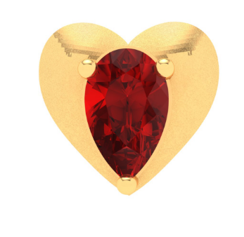 18KT Love Shaped Stud Gold Nosepin With Red Stone From Online Exclusive Collection For Discount