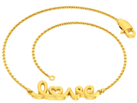 18k Minimal Gold Bracelet With Love Text For Women From Pc Chandra For Discount