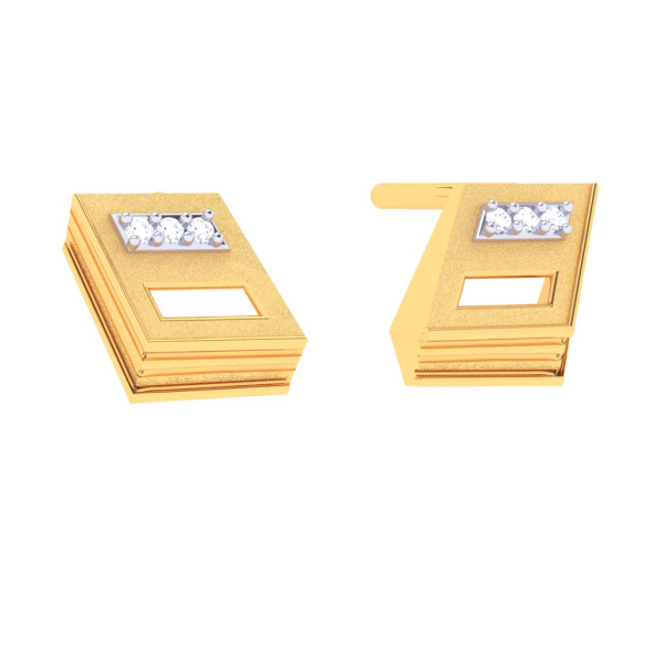 18k Book Shape Diamond Earring From Diamond Collection Sale