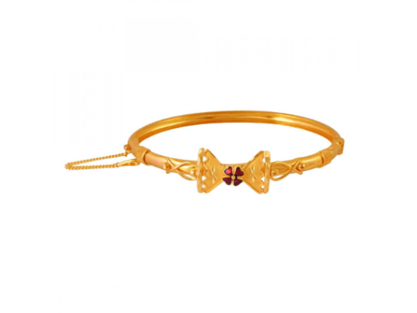 22k Elegant Gold Bangles With Meenakari Flower Detail Hot on Sale