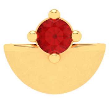 18KT Diya Shape Gold Nosepin With A Round Shape Red Stone From Online Exclusive Collection For Sale