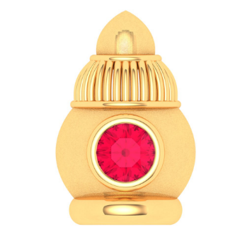 14KT Sindoor Case Shaped Gold Nosepin With A Red Stone From Online Exclusive Collection Cheap