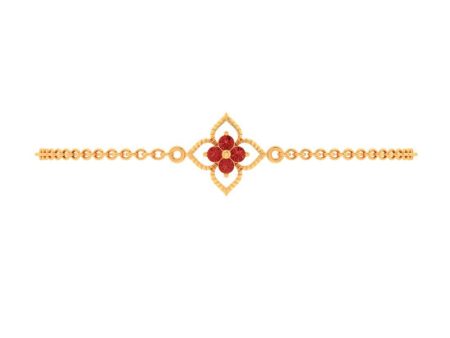 Floral Designed Red Gems 18k Gold Bracelet Sale