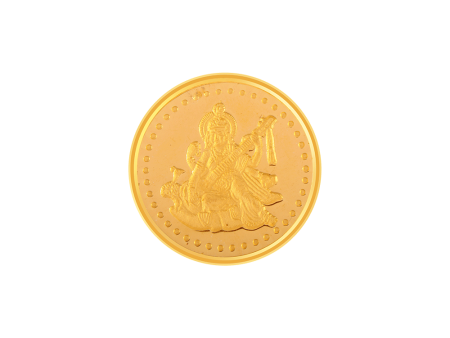 22k (916) 5 Gm Saraswati Yellow Gold Coin Sale