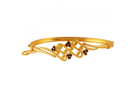 22k Uniquely Shaped Gold Bangles With Meenakari Flowers Detail Cheap