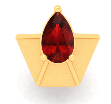 14KT Diya Shape Gold Nosepin With A Raindrop Shape Red Stone From Online Exclusive For Cheap