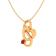 14k Heart Themed Red Stone Studded S Motif Gold Pendant Set Online now