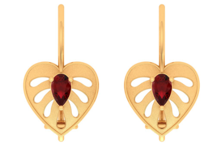 22KT Heart Themed Unique Gold Earring Design For You For Cheap