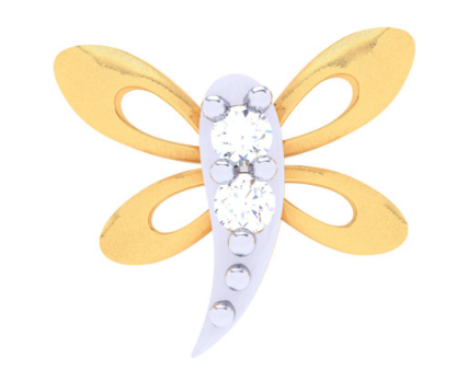 14KT Dragonfly Shaped Gold Nosepin With Three Diamonds From Online Exclusive Collection Fashion