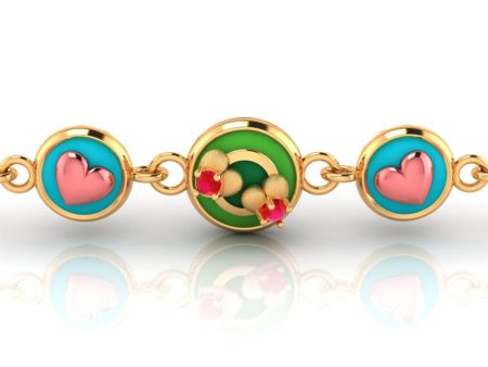 18k Gold Bracelet Featuring Three Distinct Heart-shaped Patterns Hot on Sale