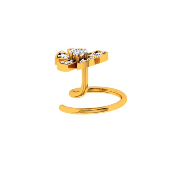 18KT (750) Yellow Gold And Diamond Nosepin For Women Online Hot Sale