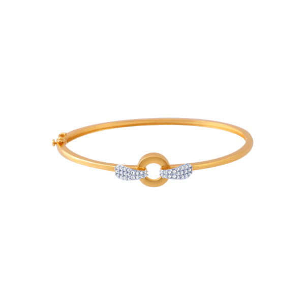 14KT (585) Yellow Gold And American Diamond Bangle For Women on Sale