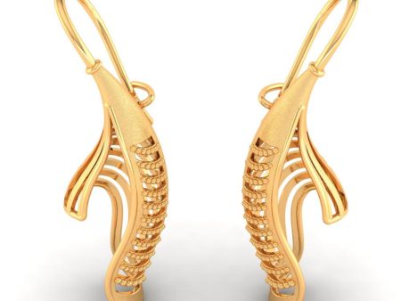 18k Earrings Made Of Gold With A Distinctive Bent Conical Form on Sale