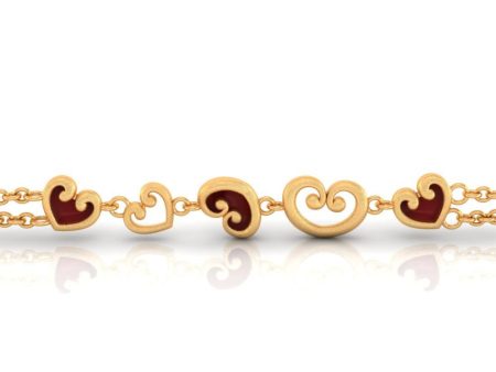 18k Multiple Hearts Designed Gold Bracelet For Sale