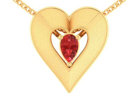 14k Heart Shaped Gold Pendant For Sale