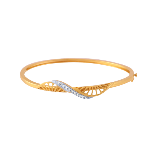 14KT (585) Yellow Gold And American Diamond Bangle For Women Discount