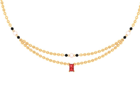 18k Gold Mangalsutra Adorned With A Red Stone From Pc Chandra Jewellers Online Exclusive For Sale