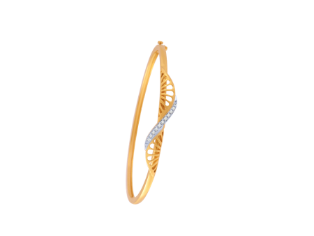 14KT (585) Yellow Gold And American Diamond Bangle For Women Discount