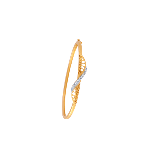 14KT (585) Yellow Gold And American Diamond Bangle For Women Discount