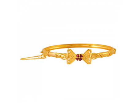 22k Elegant Gold Bangles With Meenakari Flower Detail Hot on Sale