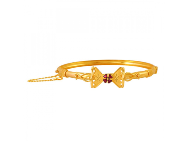 22k Elegant Gold Bangles With Meenakari Flower Detail Hot on Sale