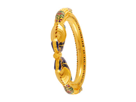 Traditional 22k Gold Bangle With Meenakari Peacock Fashion