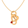 14k Heart Themed Red Stone Studded S Motif Gold Pendant Set Online now