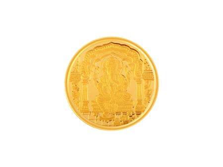 22k (916) 5 Gm Ganesh Yellow Gold Coin Hot on Sale