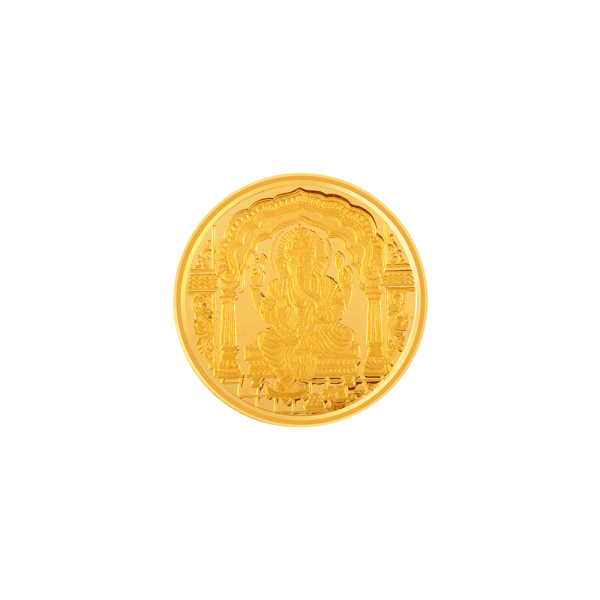 22k (916) 5 Gm Ganesh Yellow Gold Coin Hot on Sale