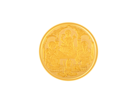 22k (916) 5 Gm Lakshmi, Saraswati, Ganesh Yellow Gold Coin For Sale