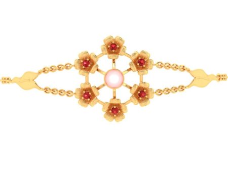 18k Multiple Flowers With Pink Pearl Gold Bracelet For Discount