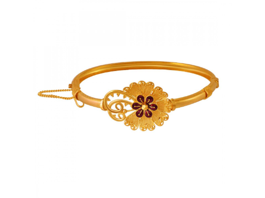 22k Flower Shape Gold Bangle In Meenakari Style Online Sale