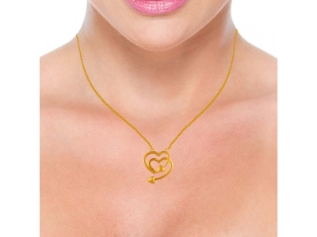 22k Interloped Heart Shaped Gold Chain Pendant Supply