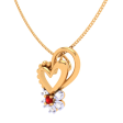 18k Diamond & Red -stone Studded Heart Gold Pendant on Sale