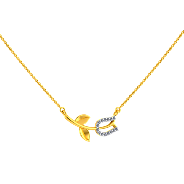 18k Diamond Necklace With A Diamond Studded Tulip Pendant Fashion