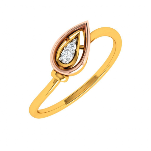 Triangular Flower Bud Design Diamond Studded Unique 14KT Gold Ring Online Hot Sale