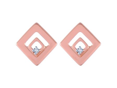 18k (750) Rose Gold And Diamond Stud Earrings For Women Hot on Sale