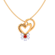 14k Diamond & Red -stone Studded Heart Gold Pendant Cheap