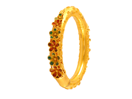 Vibrant 22k Gold Bangle With Meenakari Floral Work Online Sale