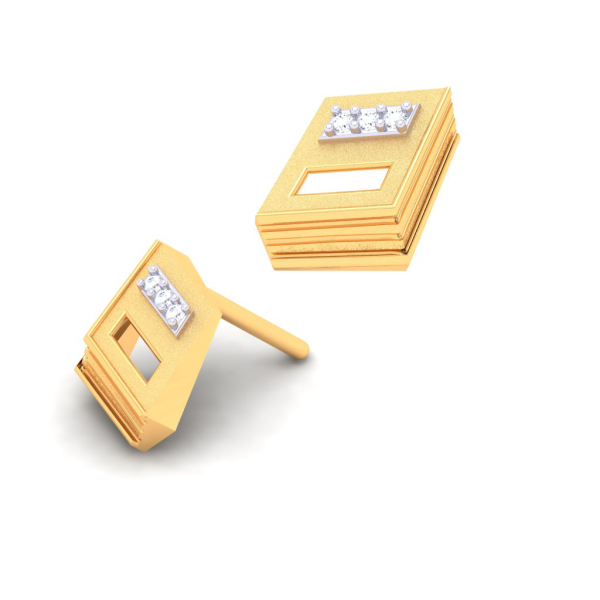 18k Book Shape Diamond Earring From Diamond Collection Sale