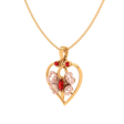 14k Heart Themed Floral Motif Red Stone Studded Gold Locket Online Hot Sale