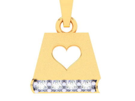 18k Book-shaped Gold & Diamond Pendant With A Love-shaped Cutout From P.c Chandra Jewellers Cheap