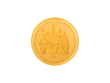 22k (916) 5 Gm Shiv, Parvati, Ganesh, Kartikeya Yellow Gold Coin For Cheap