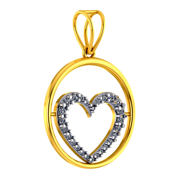 18k Diamond Pendant With Diamond-studded Heart In The Centre Of A Circle Online