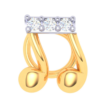 14KT Musical Note Gold Nosepin With Three Stones From Online Exclusive Online now